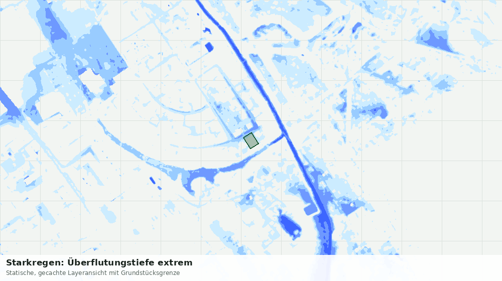 Statische Kartenansicht: Starkregen: Überflutungstiefe extrem