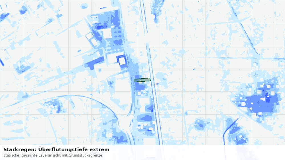 Statische Kartenansicht: Starkregen: Überflutungstiefe extrem