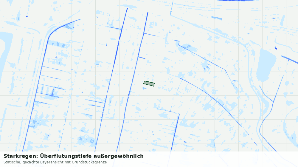 Statische Kartenansicht: Starkregen: Überflutungstiefe außergewöhnlich