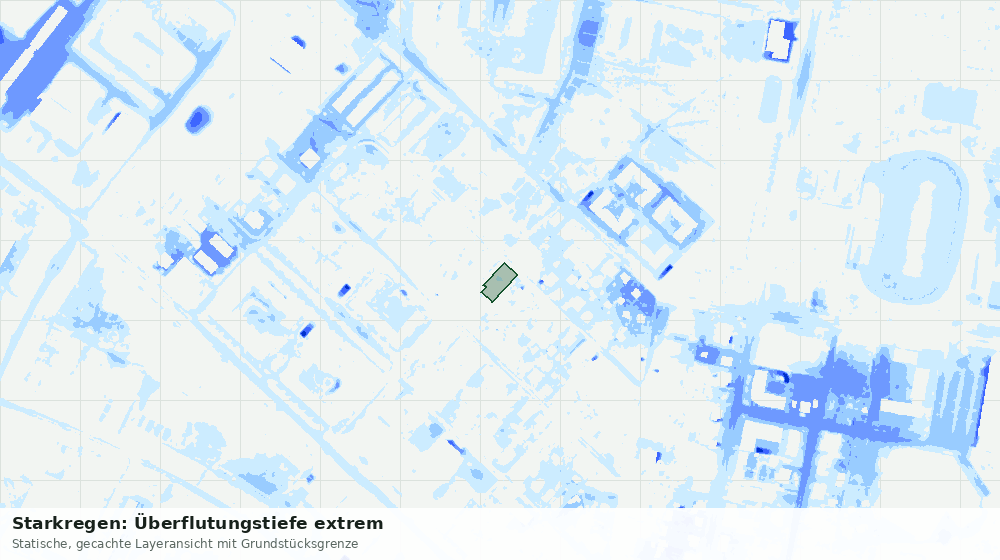 Statische Kartenansicht: Starkregen: Überflutungstiefe extrem