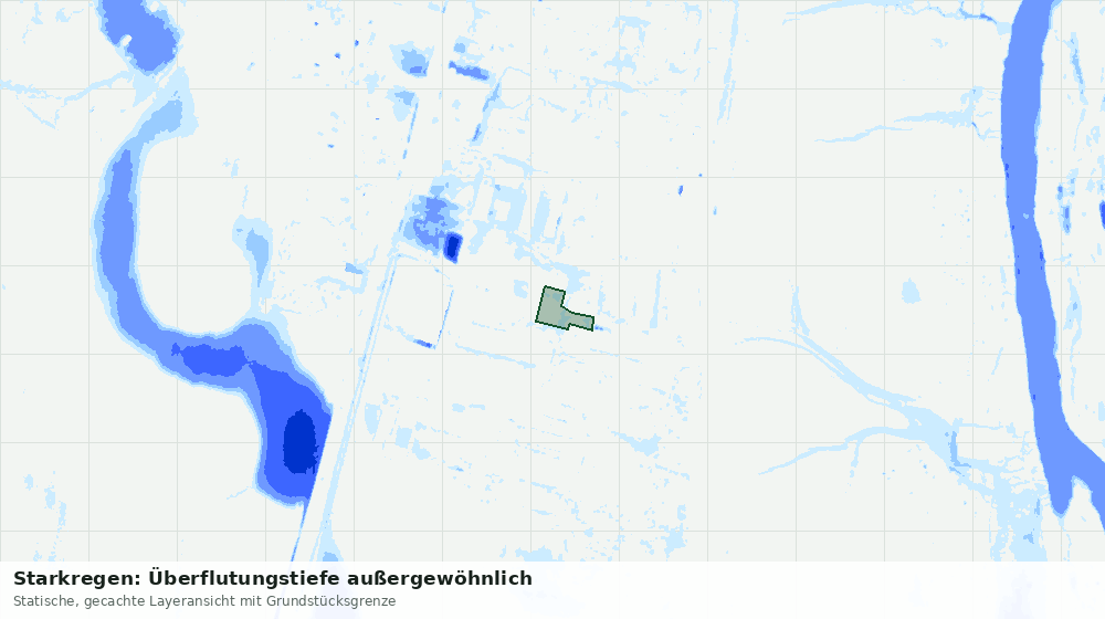 Statische Kartenansicht: Starkregen: Überflutungstiefe außergewöhnlich