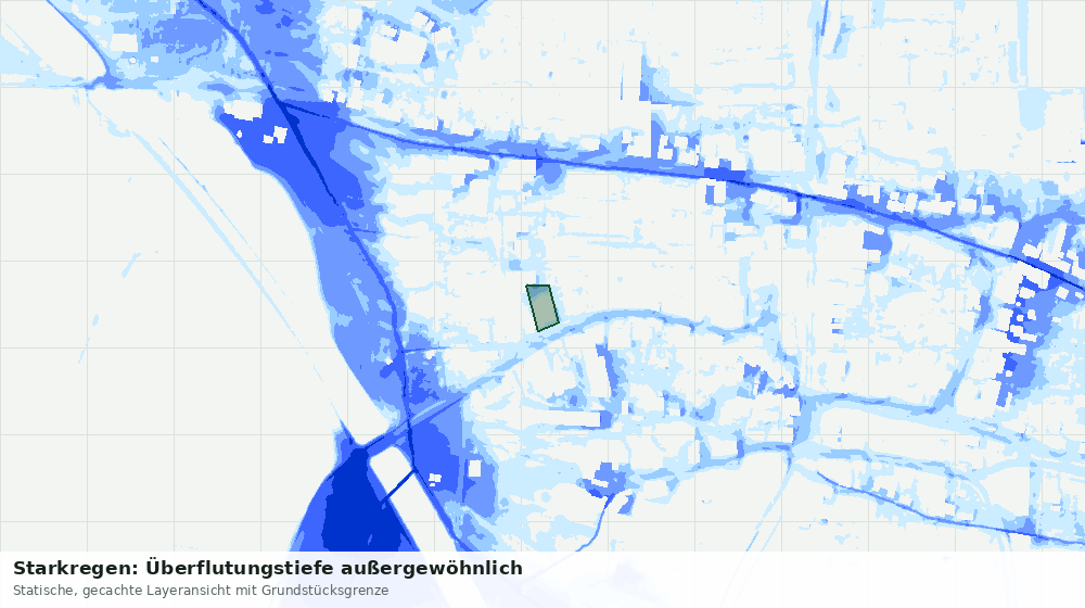 Statische Kartenansicht: Starkregen: Überflutungstiefe außergewöhnlich