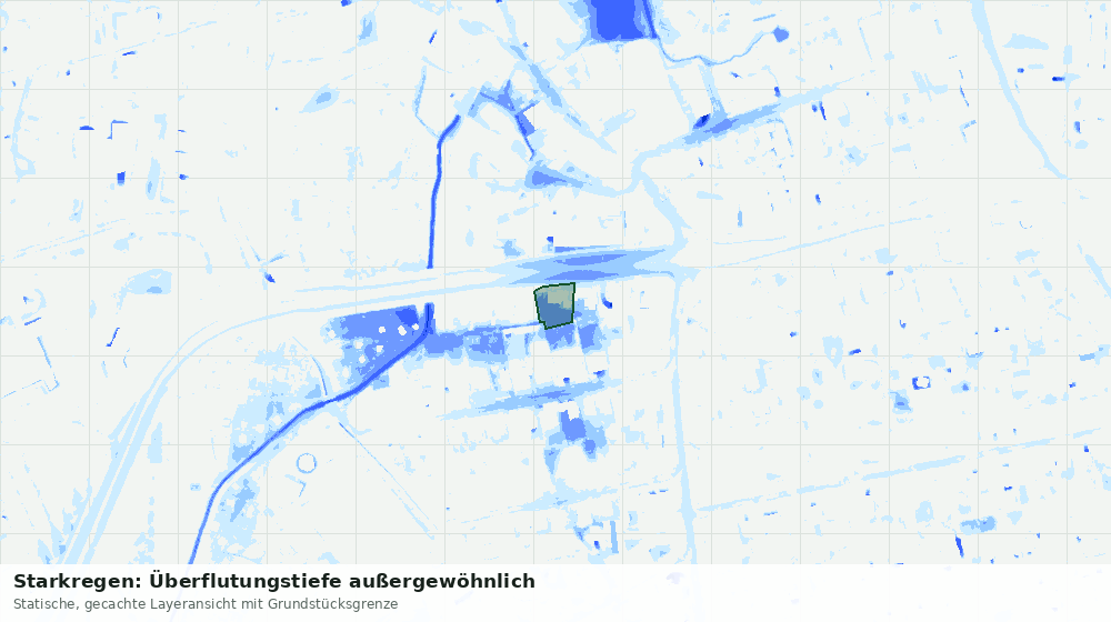 Statische Kartenansicht: Starkregen: Überflutungstiefe außergewöhnlich