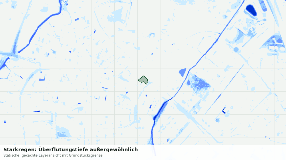 Statische Kartenansicht: Starkregen: Überflutungstiefe außergewöhnlich