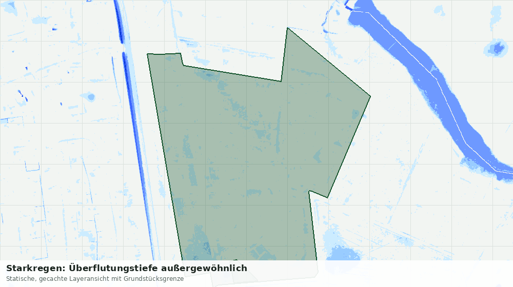 Statische Kartenansicht: Starkregen: Überflutungstiefe außergewöhnlich