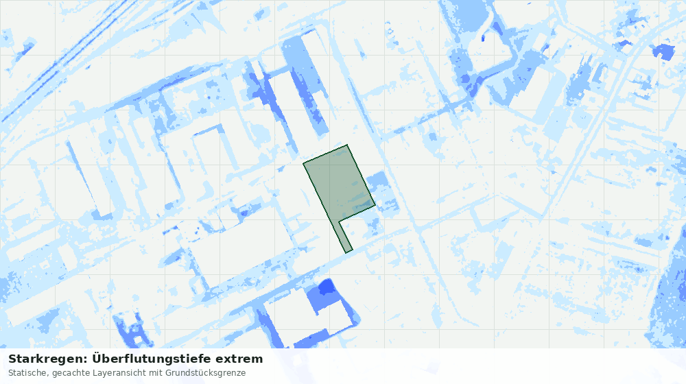 Statische Kartenansicht: Starkregen: Überflutungstiefe extrem
