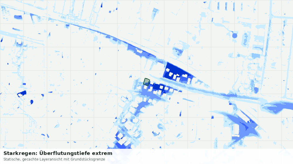 Statische Kartenansicht: Starkregen: Überflutungstiefe extrem
