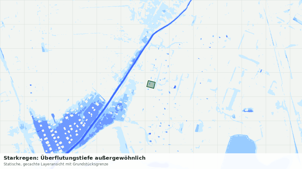 Statische Kartenansicht: Starkregen: Überflutungstiefe außergewöhnlich