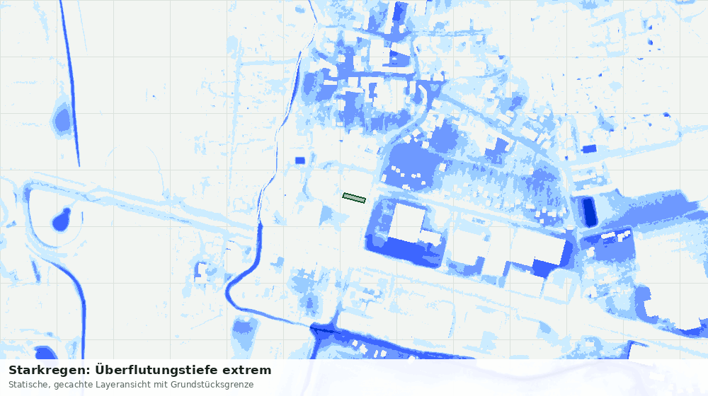 Statische Kartenansicht: Starkregen: Überflutungstiefe extrem