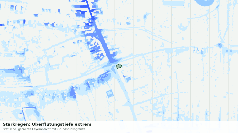 Statische Kartenansicht: Starkregen: Überflutungstiefe extrem