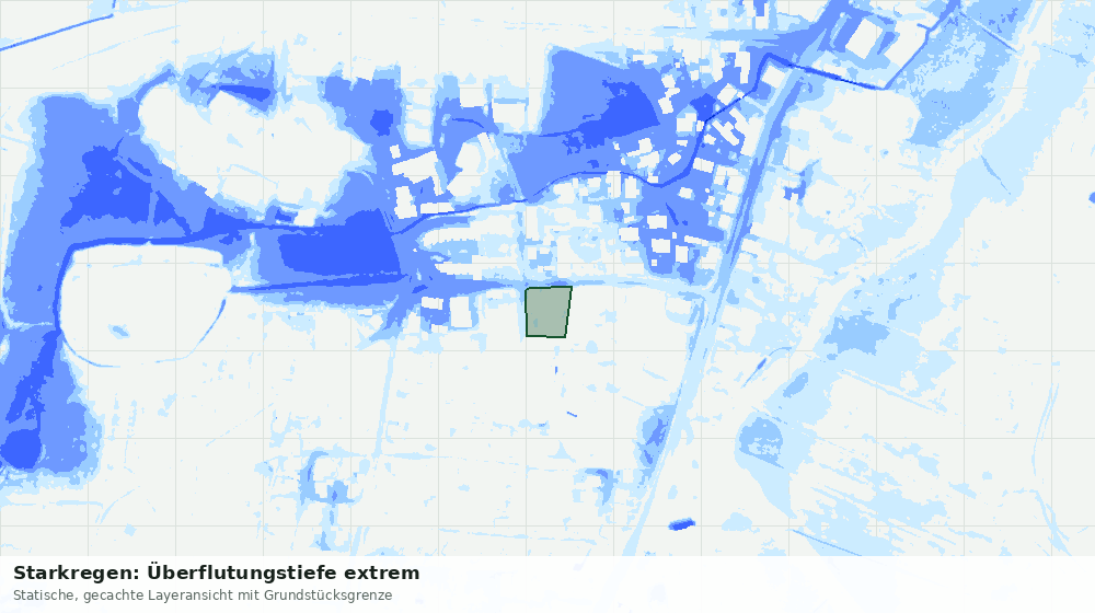 Statische Kartenansicht: Starkregen: Überflutungstiefe extrem