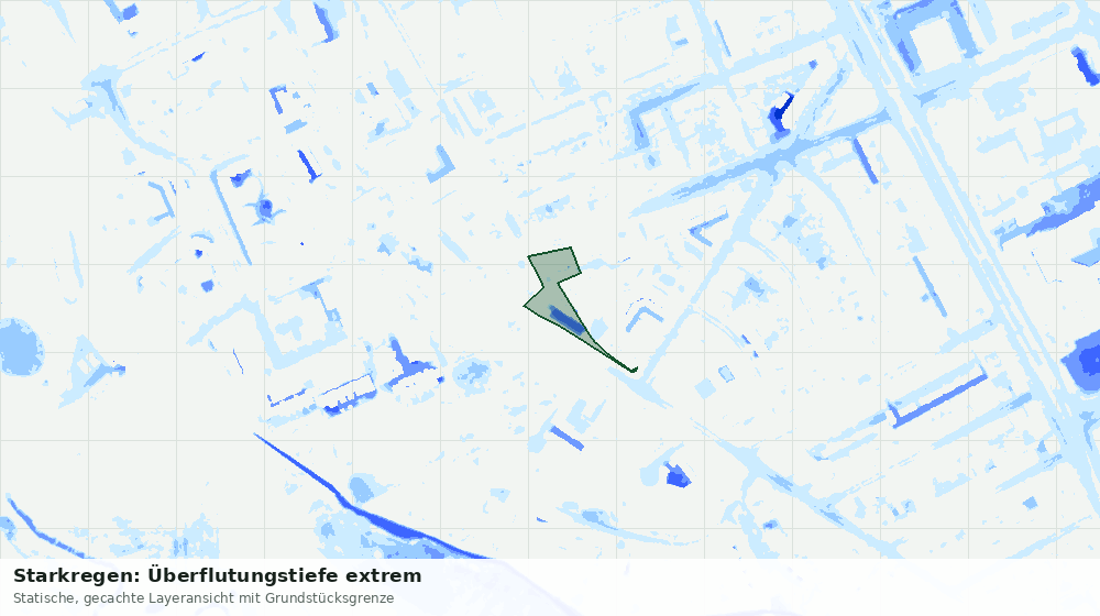 Statische Kartenansicht: Starkregen: Überflutungstiefe extrem