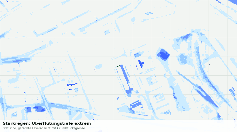 Statische Kartenansicht: Starkregen: Überflutungstiefe extrem