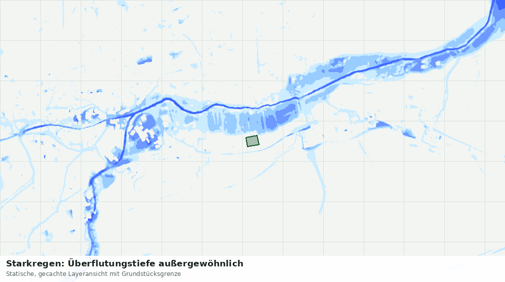 Statische Kartenansicht: Starkregen: Überflutungstiefe außergewöhnlich