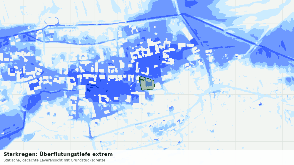 Statische Kartenansicht: Starkregen: Überflutungstiefe extrem