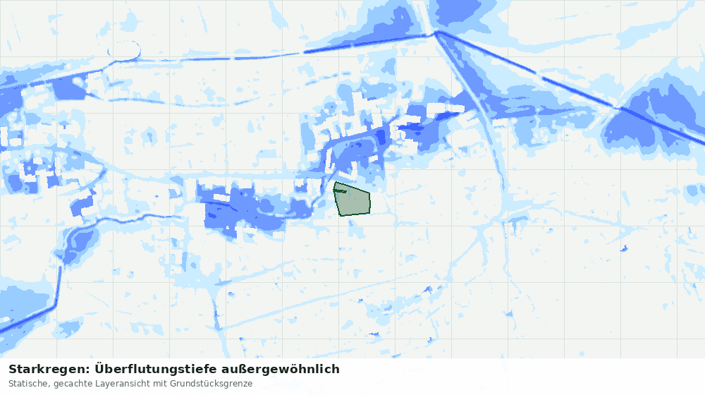 Statische Kartenansicht: Starkregen: Überflutungstiefe außergewöhnlich