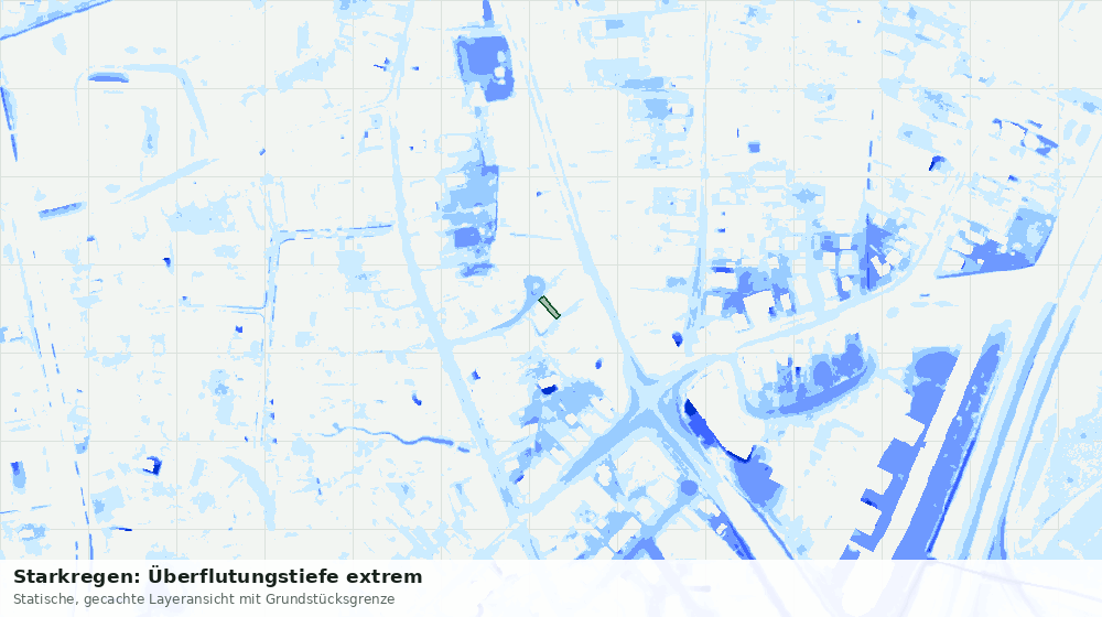Statische Kartenansicht: Starkregen: Überflutungstiefe extrem
