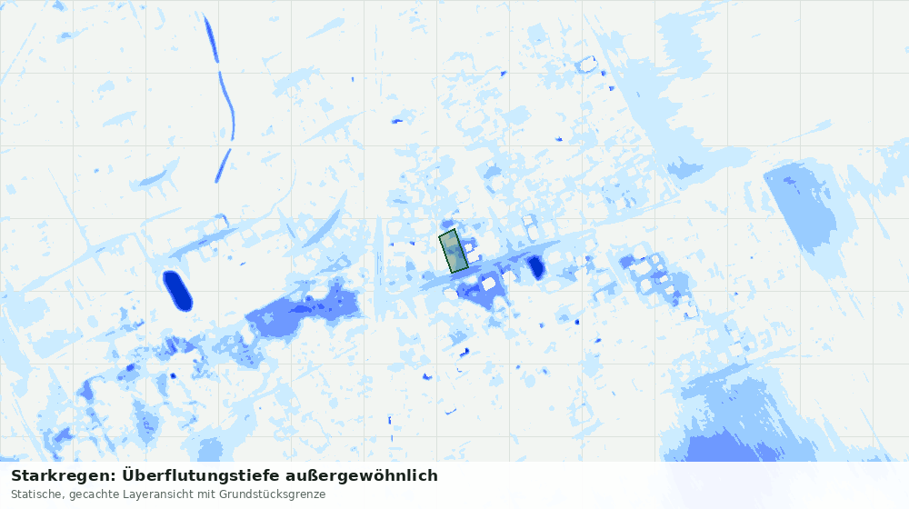 Statische Kartenansicht: Starkregen: Überflutungstiefe außergewöhnlich