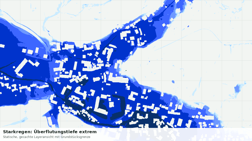 Statische Kartenansicht: Starkregen: Überflutungstiefe extrem