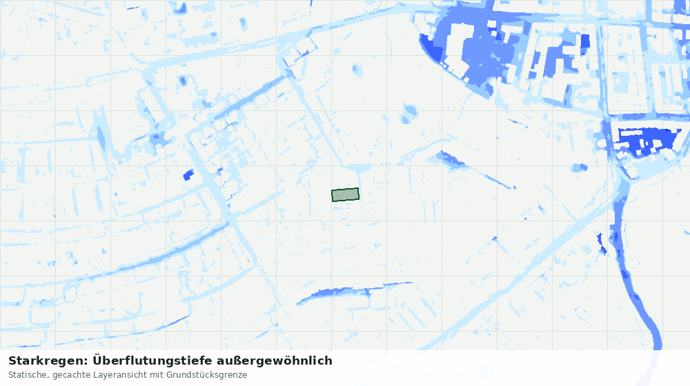 Statische Kartenansicht: Starkregen: Überflutungstiefe außergewöhnlich