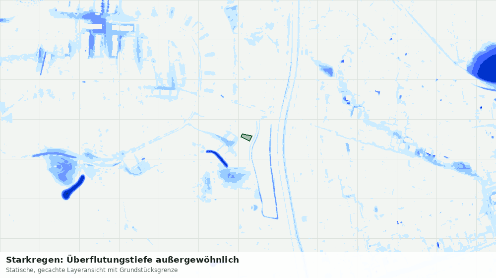 Statische Kartenansicht: Starkregen: Überflutungstiefe außergewöhnlich