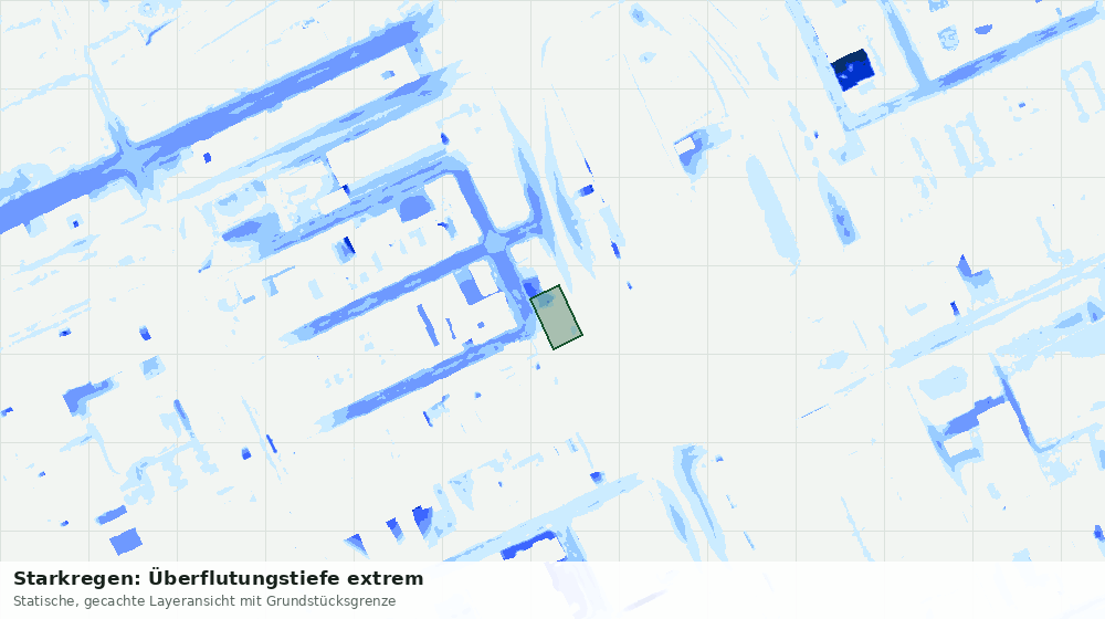 Statische Kartenansicht: Starkregen: Überflutungstiefe extrem