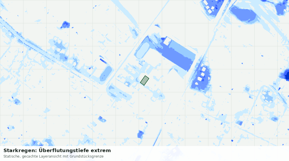 Statische Kartenansicht: Starkregen: Überflutungstiefe extrem