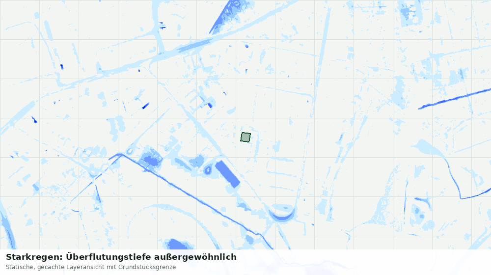 Statische Kartenansicht: Starkregen: Überflutungstiefe außergewöhnlich