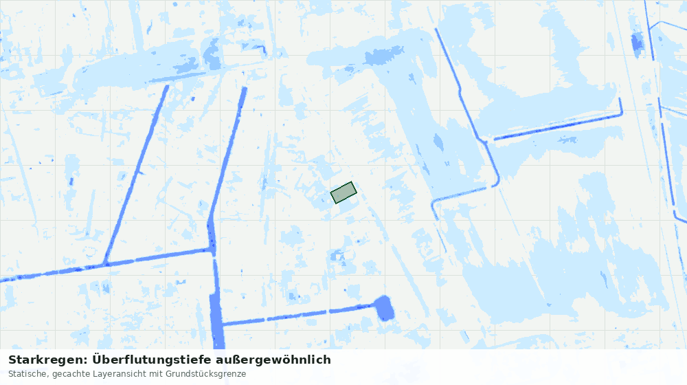 Statische Kartenansicht: Starkregen: Überflutungstiefe außergewöhnlich