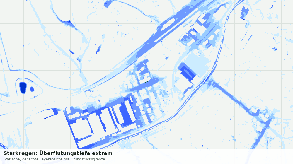 Statische Kartenansicht: Starkregen: Überflutungstiefe extrem