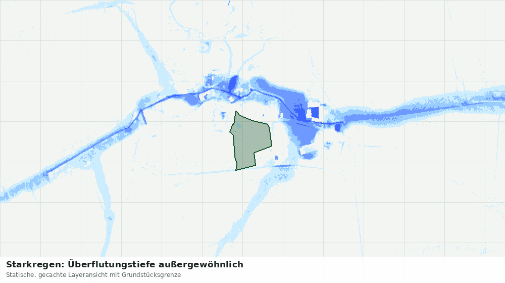 Statische Kartenansicht: Starkregen: Überflutungstiefe außergewöhnlich