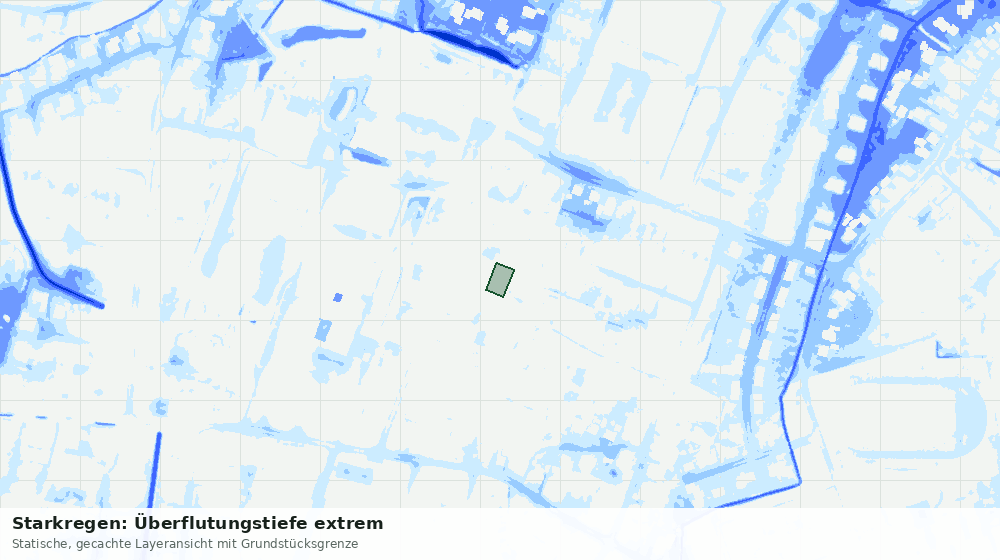 Statische Kartenansicht: Starkregen: Überflutungstiefe extrem