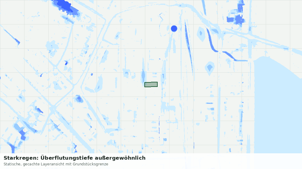 Statische Kartenansicht: Starkregen: Überflutungstiefe außergewöhnlich
