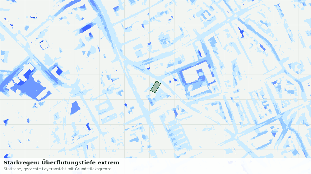 Statische Kartenansicht: Starkregen: Überflutungstiefe extrem