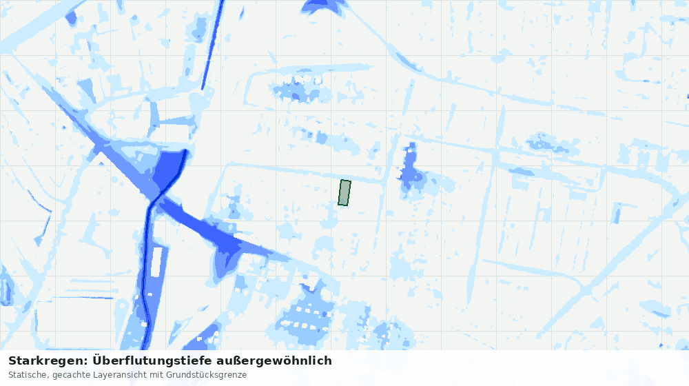 Statische Kartenansicht: Starkregen: Überflutungstiefe außergewöhnlich