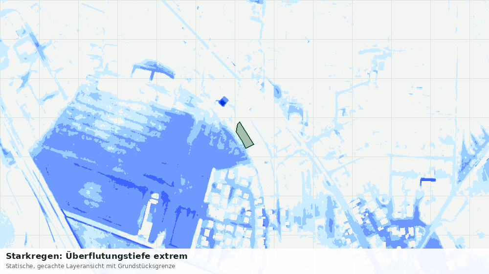 Statische Kartenansicht: Starkregen: Überflutungstiefe extrem