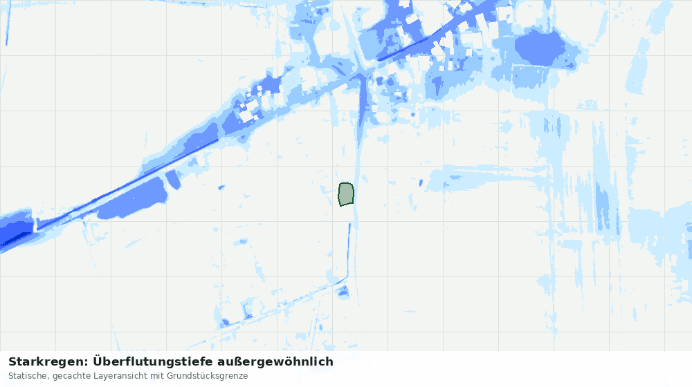 Statische Kartenansicht: Starkregen: Überflutungstiefe außergewöhnlich