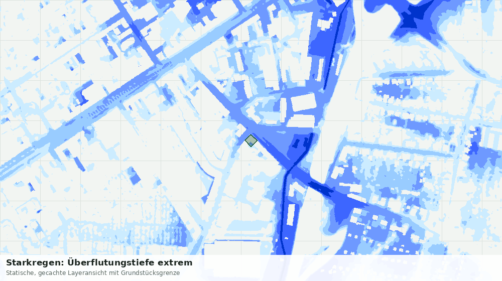 Statische Kartenansicht: Starkregen: Überflutungstiefe extrem