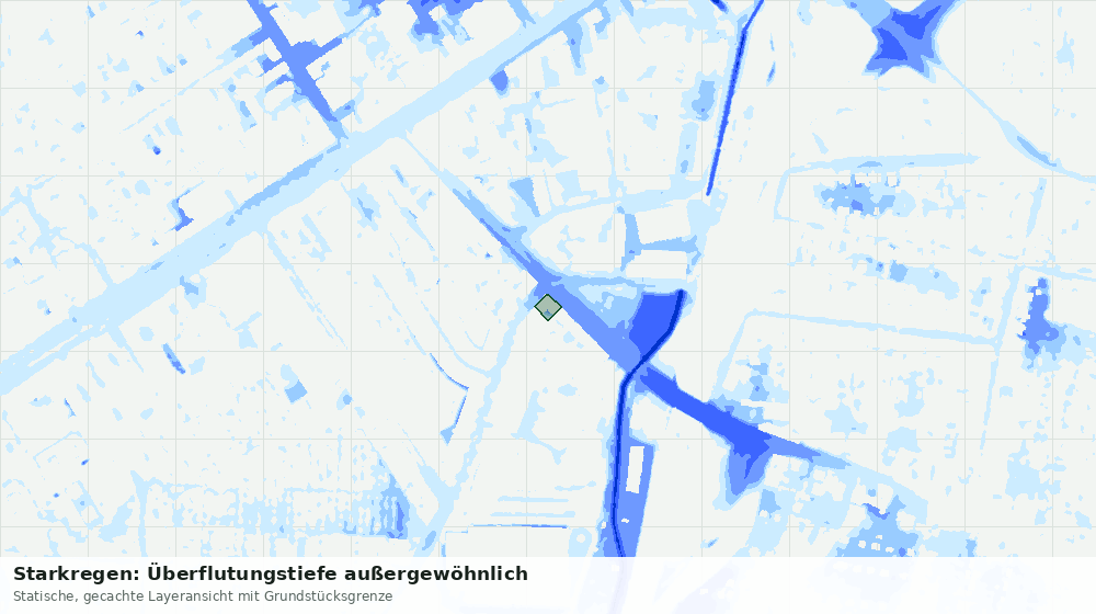 Statische Kartenansicht: Starkregen: Überflutungstiefe außergewöhnlich