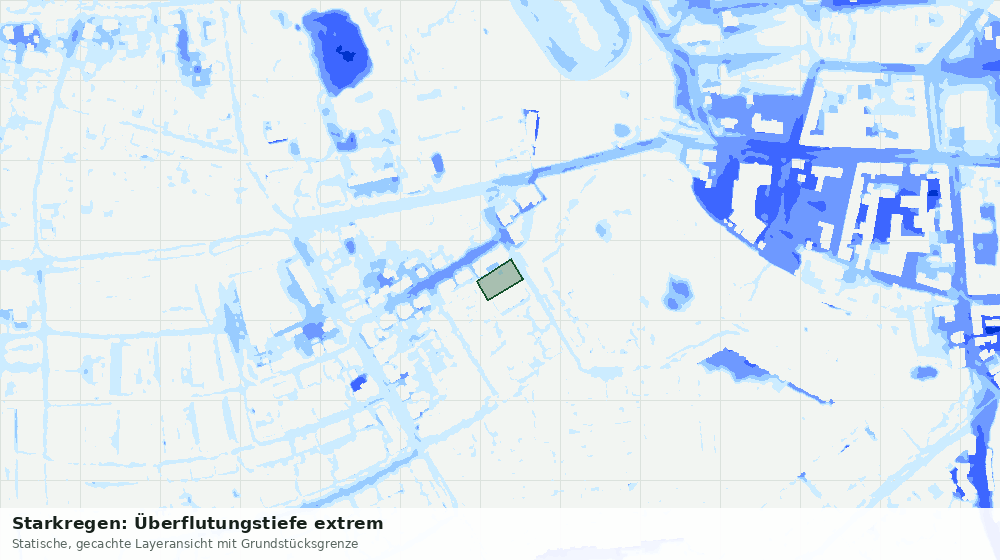 Statische Kartenansicht: Starkregen: Überflutungstiefe extrem