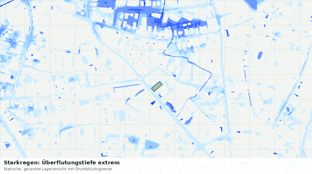Statische Kartenansicht: Starkregen: Überflutungstiefe extrem