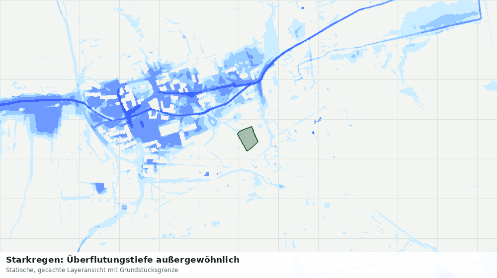Statische Kartenansicht: Starkregen: Überflutungstiefe außergewöhnlich