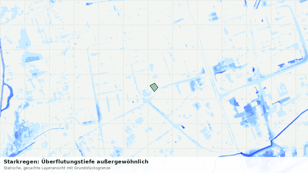 Statische Kartenansicht: Starkregen: Überflutungstiefe außergewöhnlich