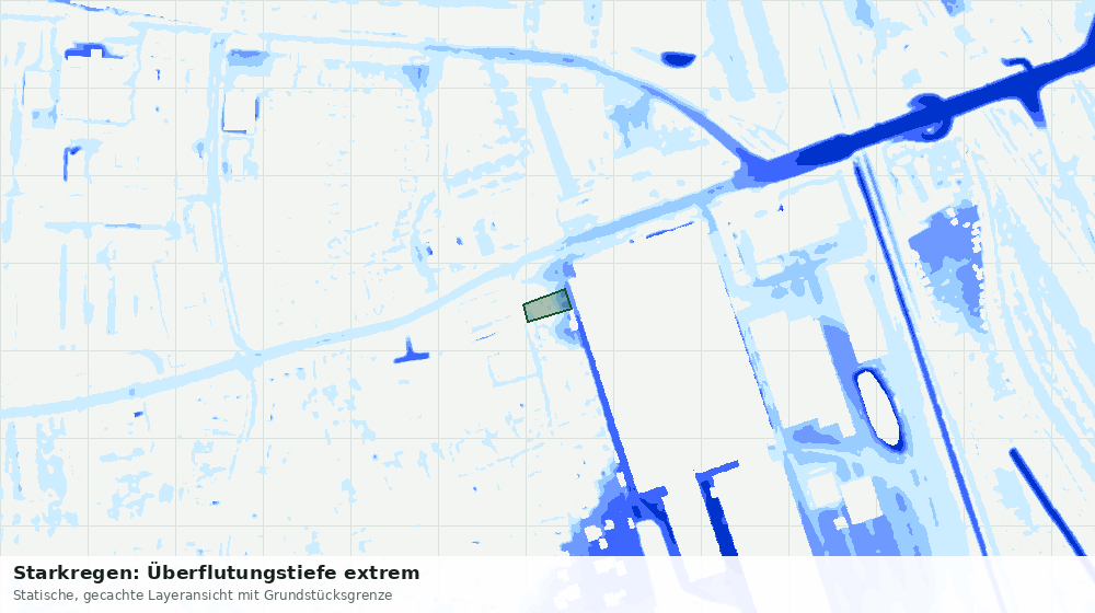 Statische Kartenansicht: Starkregen: Überflutungstiefe extrem