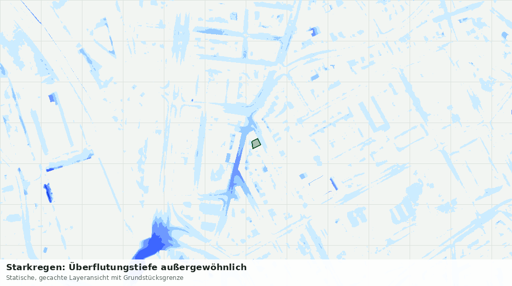 Statische Kartenansicht: Starkregen: Überflutungstiefe außergewöhnlich