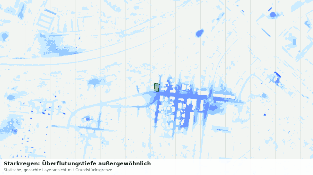 Statische Kartenansicht: Starkregen: Überflutungstiefe außergewöhnlich