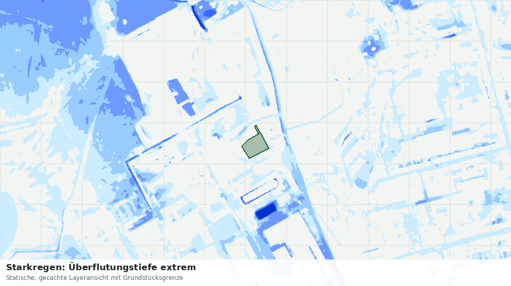 Statische Kartenansicht: Starkregen: Überflutungstiefe extrem
