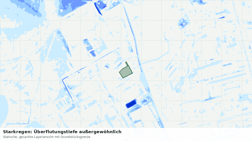 Statische Kartenansicht: Starkregen: Überflutungstiefe außergewöhnlich