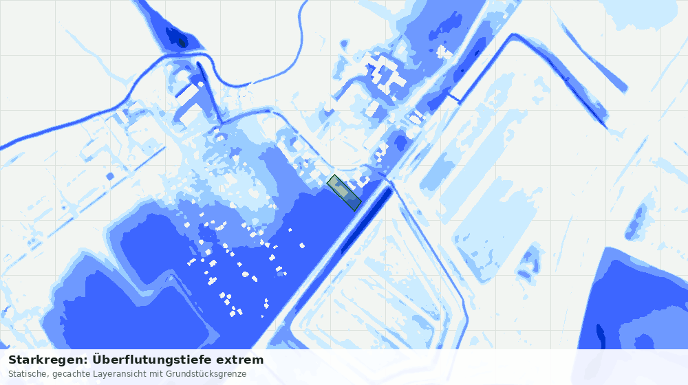 Statische Kartenansicht: Starkregen: Überflutungstiefe extrem