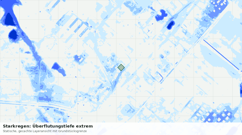 Statische Kartenansicht: Starkregen: Überflutungstiefe extrem